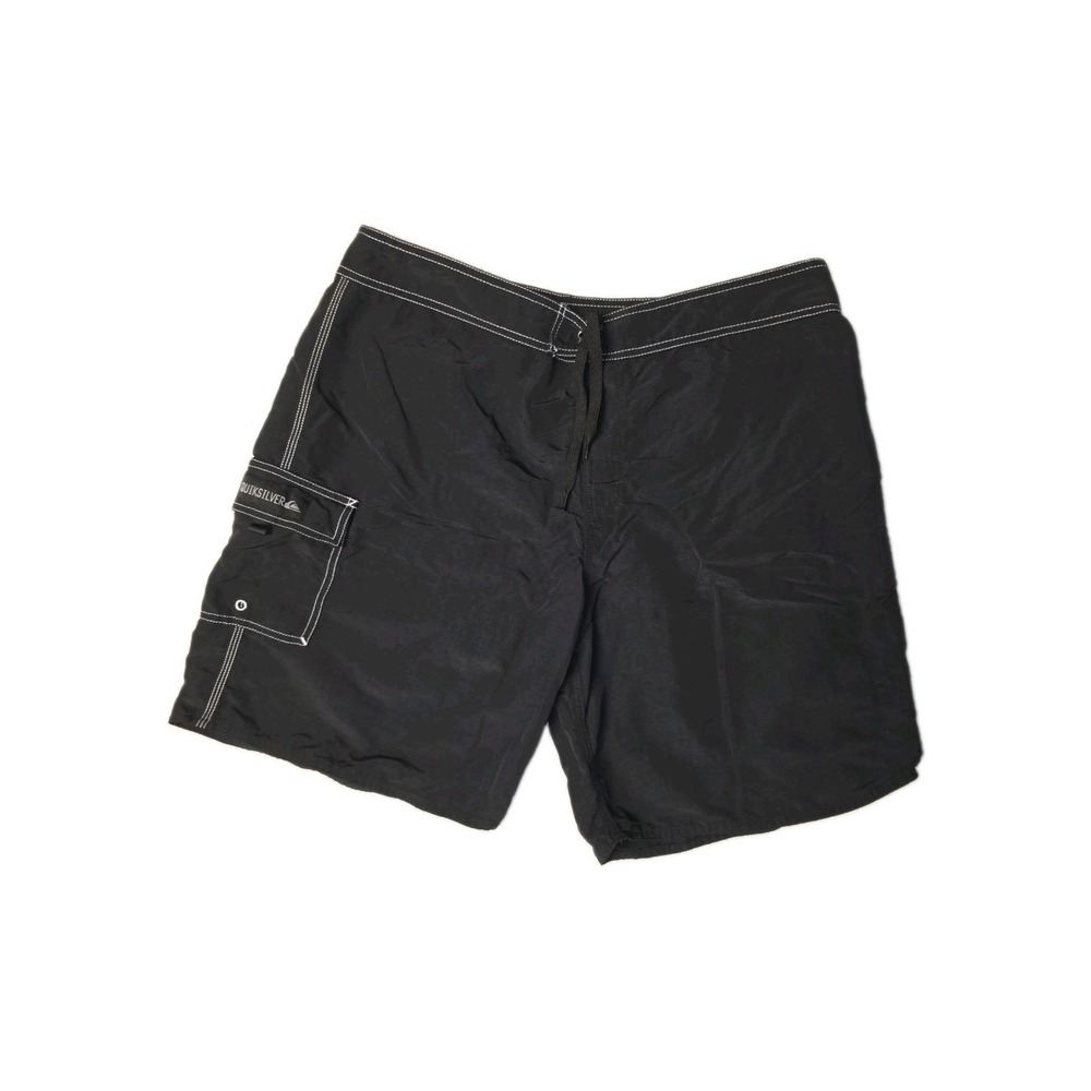 Quiksilver Mens Black Contrast Stitch Nylon Cargo Board Shorts Size 36 Q101412